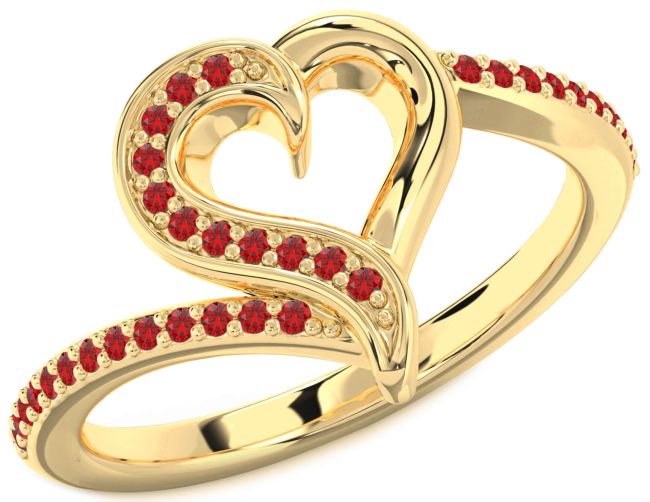 Ruby Gold Heart Ring