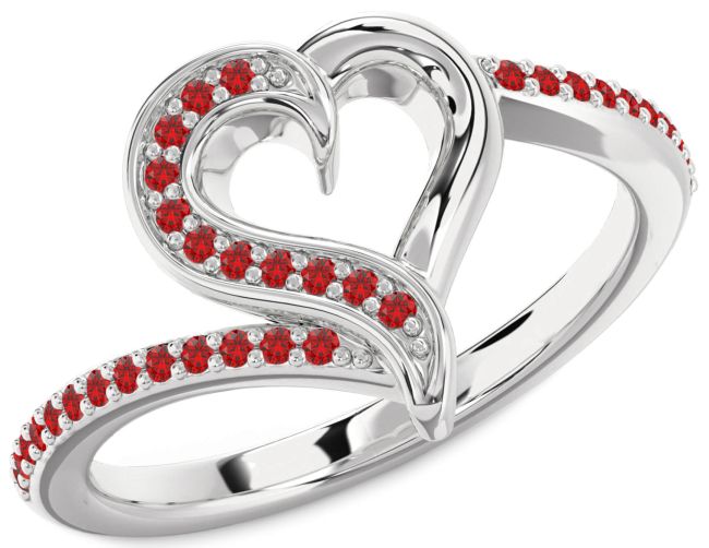 Ruby Platinum Heart Ring