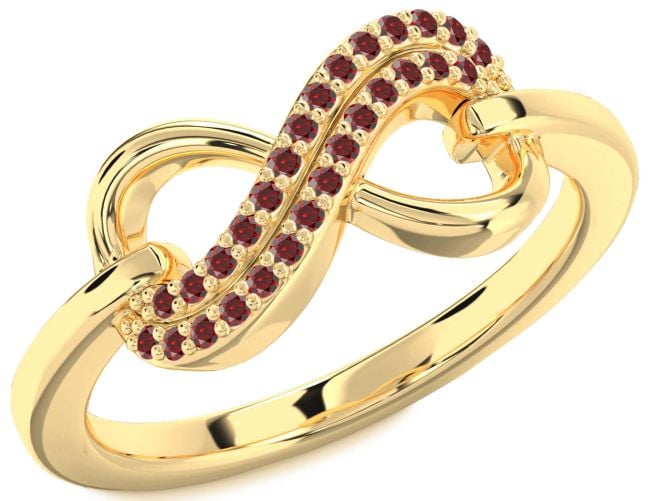 Garnet Gold Silver Infinity Round Ring