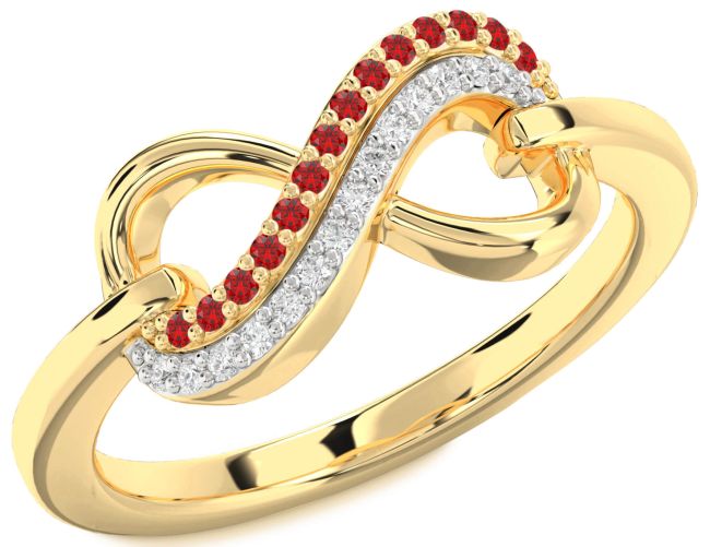 Diamond & Ruby Gold Infinity Round Promise Ring
