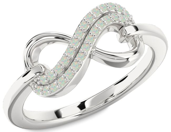 Opal Silver Infinity Round Ring