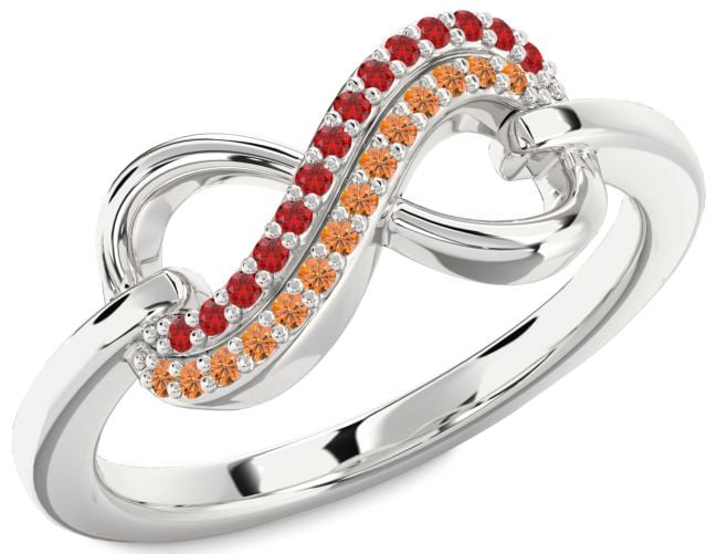 Ruby & Citrine Silver Infinity Round Promise Ring