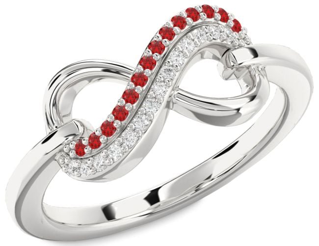 Diamond & Ruby Silver Infinity Round Promise Ring
