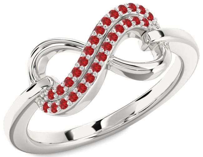 Ruby Silver Infinity Round Ring