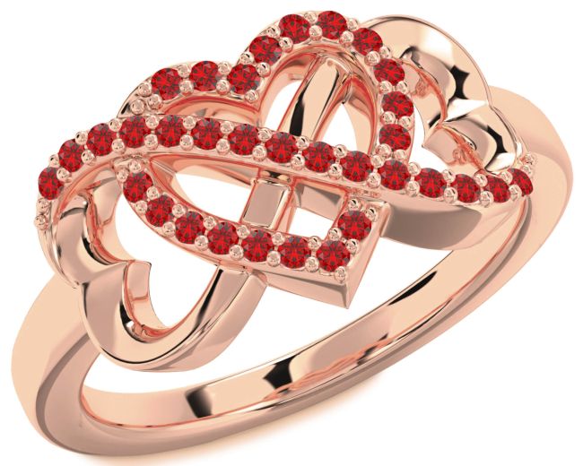 Ruby Rose Gold Heart Infinity Ring
