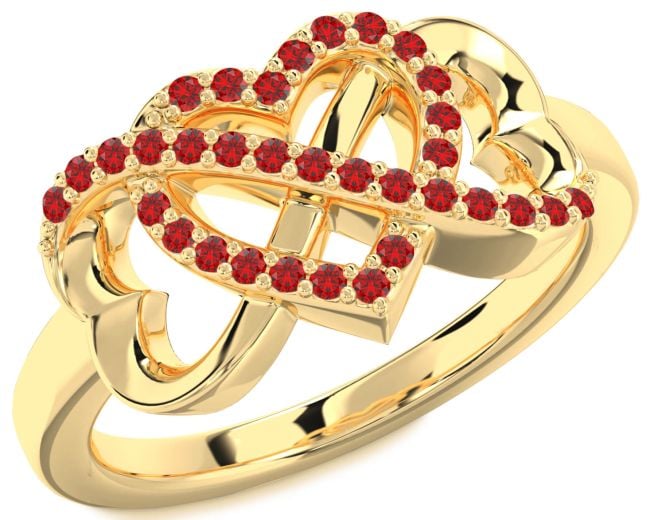 Ruby Gold Heart Infinity Ring