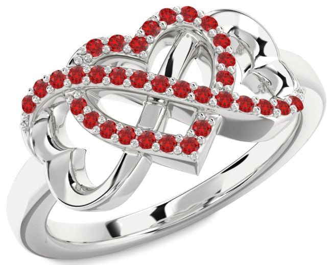 Ruby White Gold Heart Infinity Ring