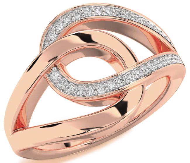Diamond Rose Gold Interlock Knot Ring