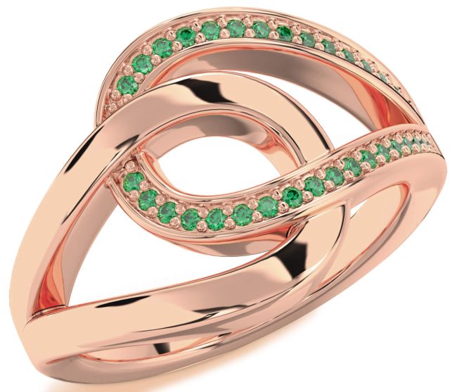 Emerald Rose Gold Silver Interlock Knot Ring