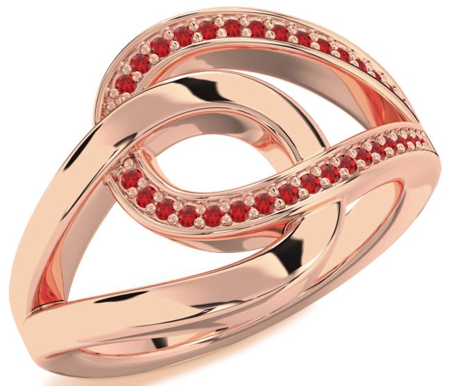 Ruby Rose Gold Silver Interlock Knot Ring
