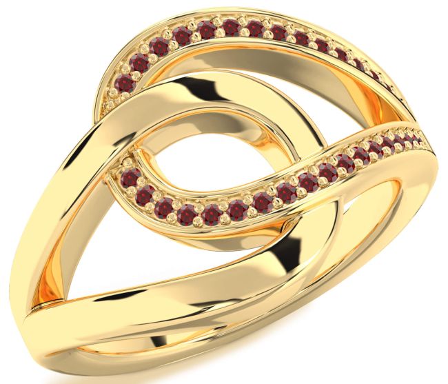 Garnet Gold Interlock Knot Ring