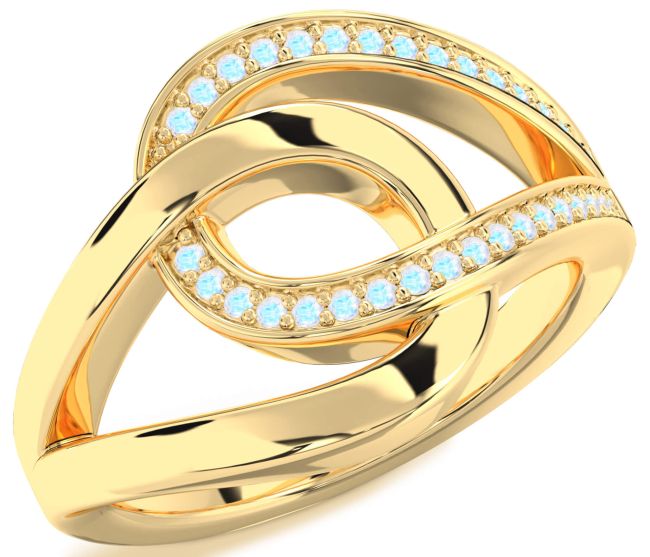 Moonstone Gold Interlock Knot Ring