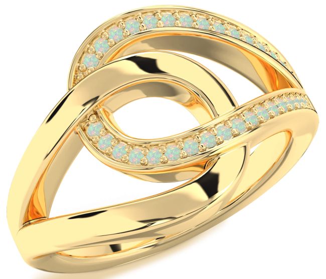 Opal Gold Silver Interlock Knot Ring