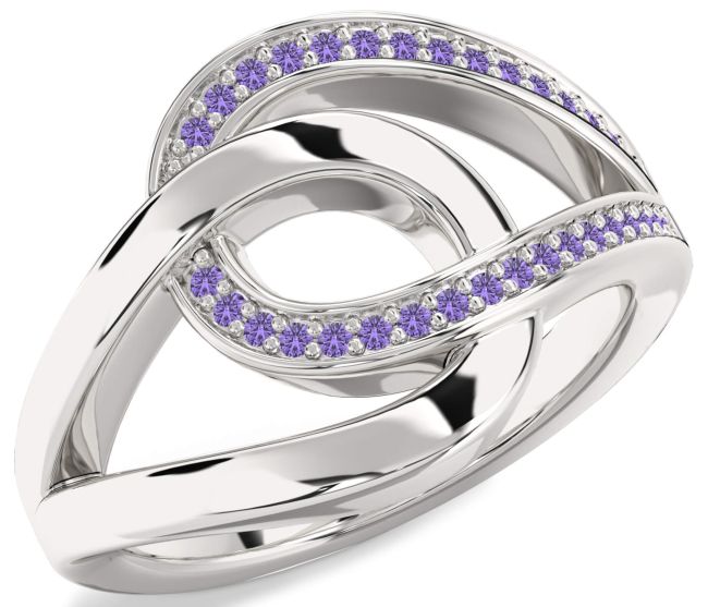 Alexandrite Silver Interlock Knot Ring