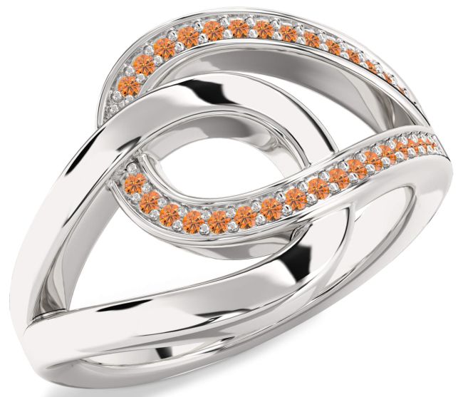 Citrine White Gold Interlock Knot Ring