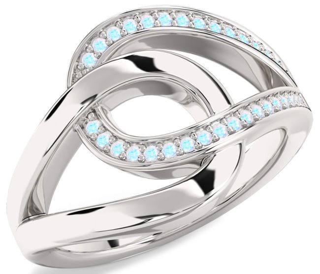 Moonstone Platinum Interlock Knot Ring