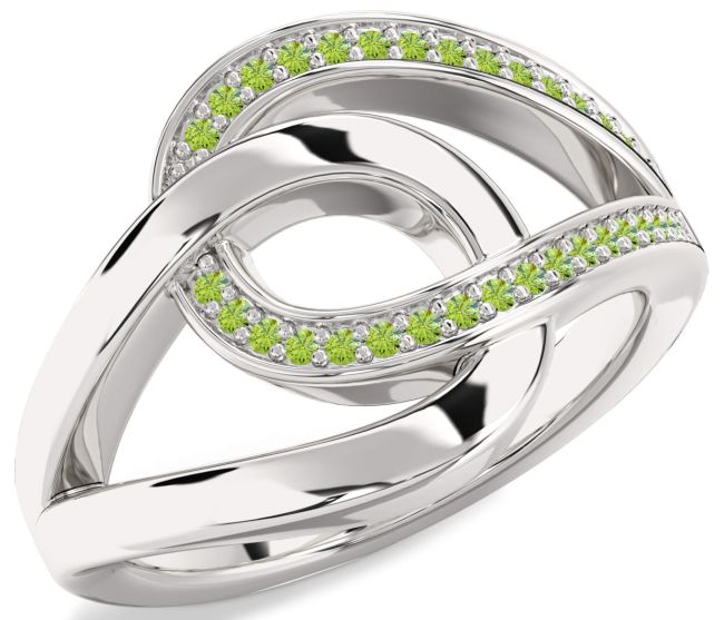 Peridot Silver Interlock Knot Ring