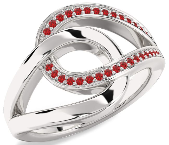 Ruby White Gold Interlock Knot Ring