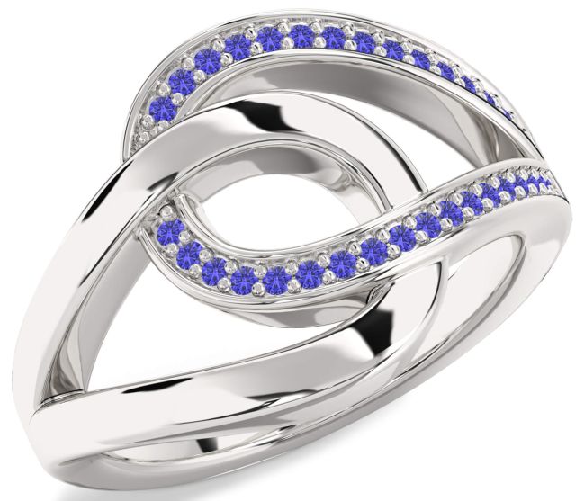 Tanzanite Silver Interlock Knot Ring