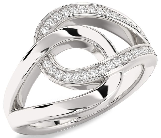 White Sapphire Silver Interlock Knot Ring