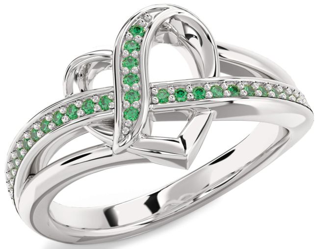 Emerald Platinum Heart Ring