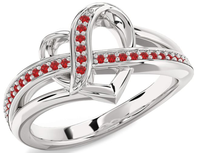 Ruby Platinum Heart Ring