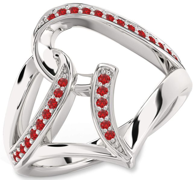 Ruby Platinum Heart Ring