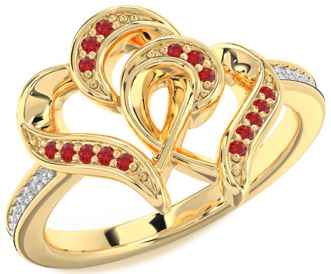 Diamond Ruby Gold Heart Ring