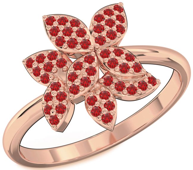 Ruby Rose Gold Flower Ring