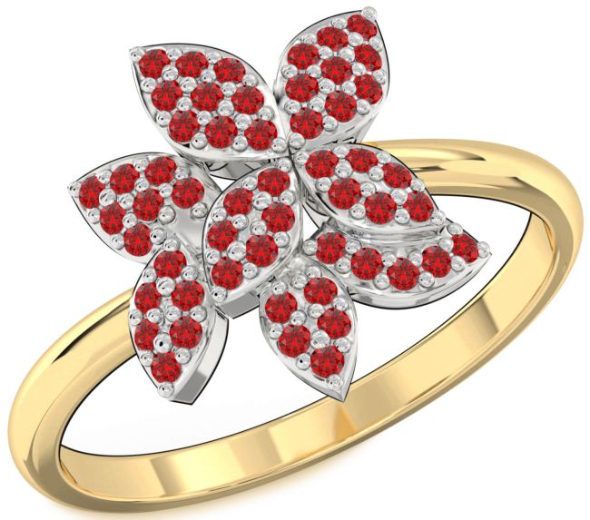 Ruby Platinum & Yellow Gold Flower Ring