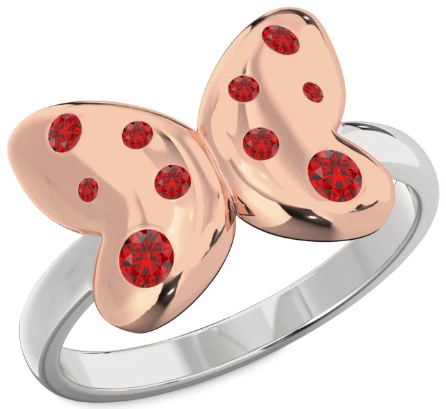 Ruby Platinum & Rose Gold Butterfly Ring