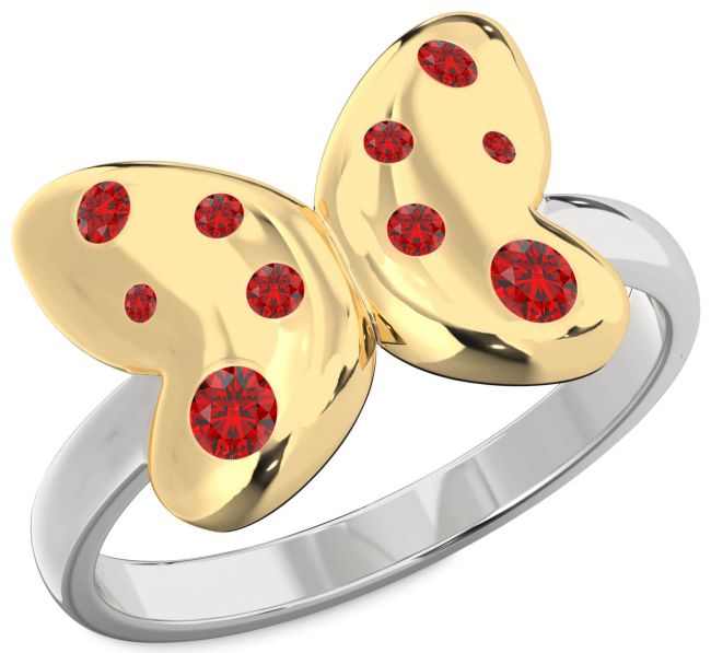 Ruby Platinum & Yellow Gold Butterfly Ring