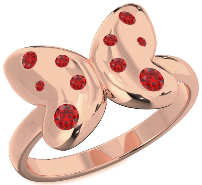 Ruby Rose Gold Butterfly Ring