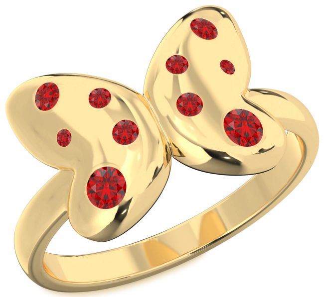 Ruby Gold Butterfly Ring