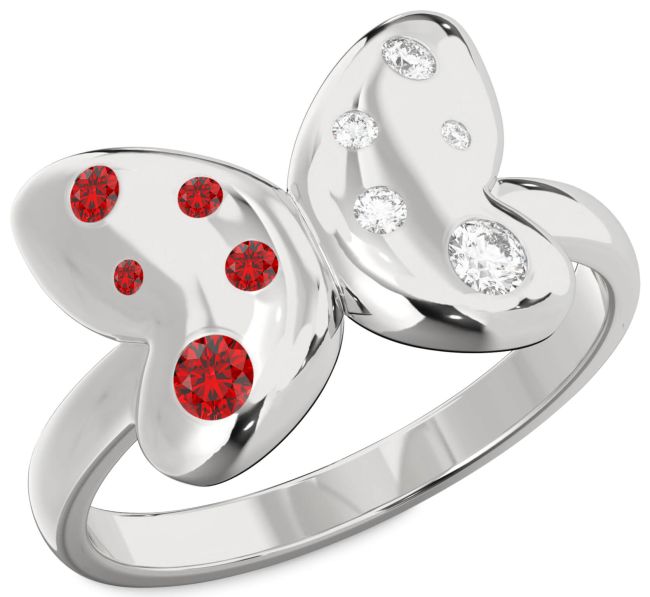 Diamond & Ruby Platinum Butterfly Ring