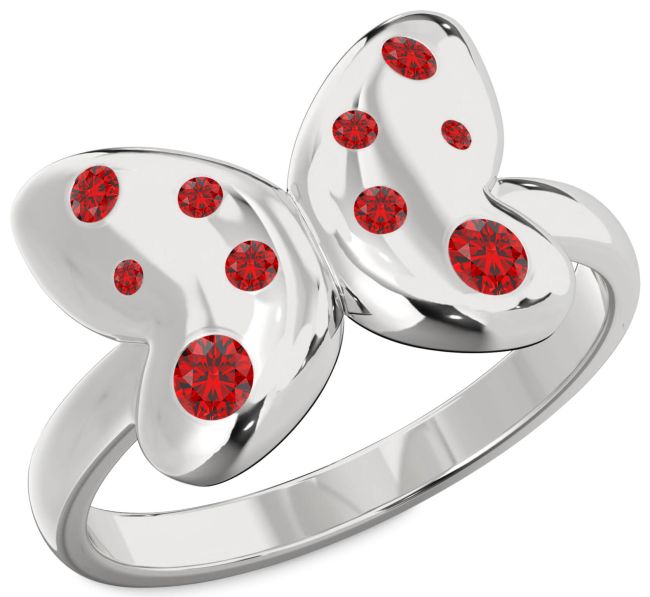 Ruby Platinum Butterfly Ring