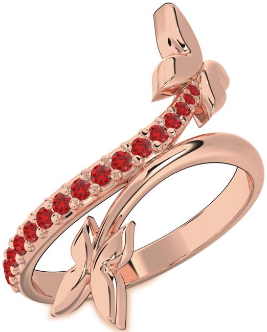 Ruby Rose Gold Butterfly Ring