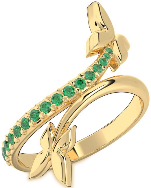 Emerald Gold Butterfly Ring