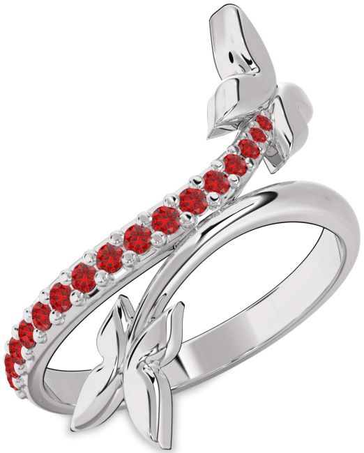 Ruby Platinum Butterfly Ring