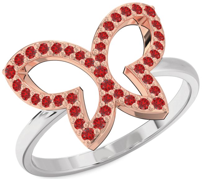 Ruby Platinum & Rose Gold Butterfly Ring