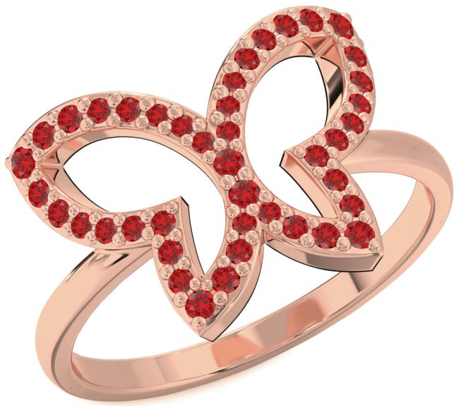 Ruby Rose Gold Butterfly Ring