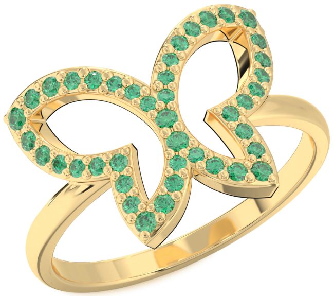 Emerald Gold Butterfly Ring