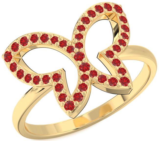 Ruby Gold Butterfly Ring