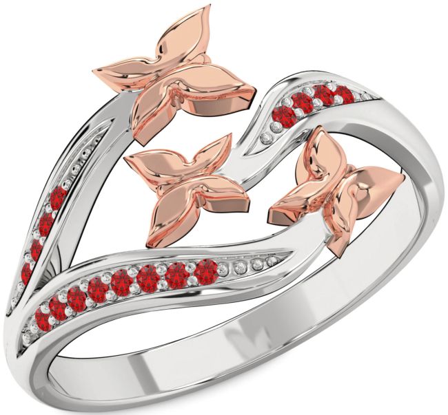 Ruby Platinum & Rose Gold Butterfly Ring