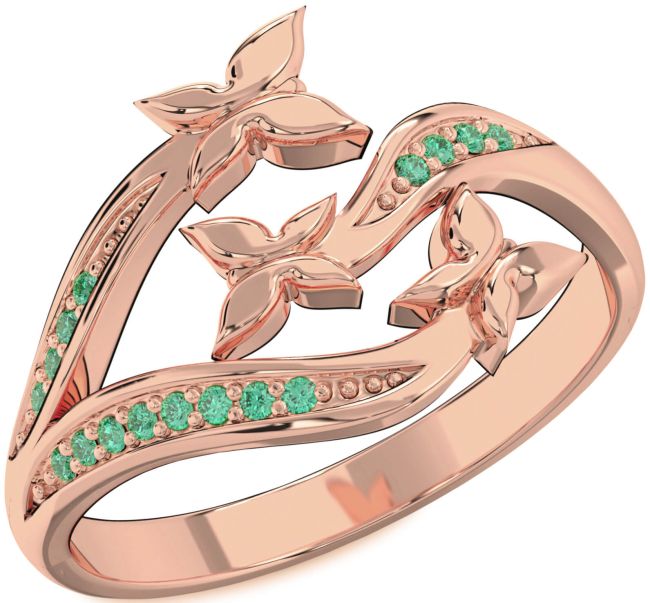 Emerald Rose Gold Butterfly Ring