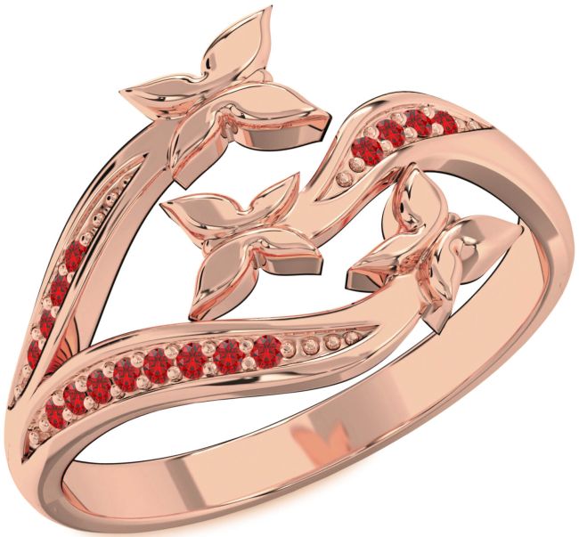 Ruby Rose Gold Butterfly Ring