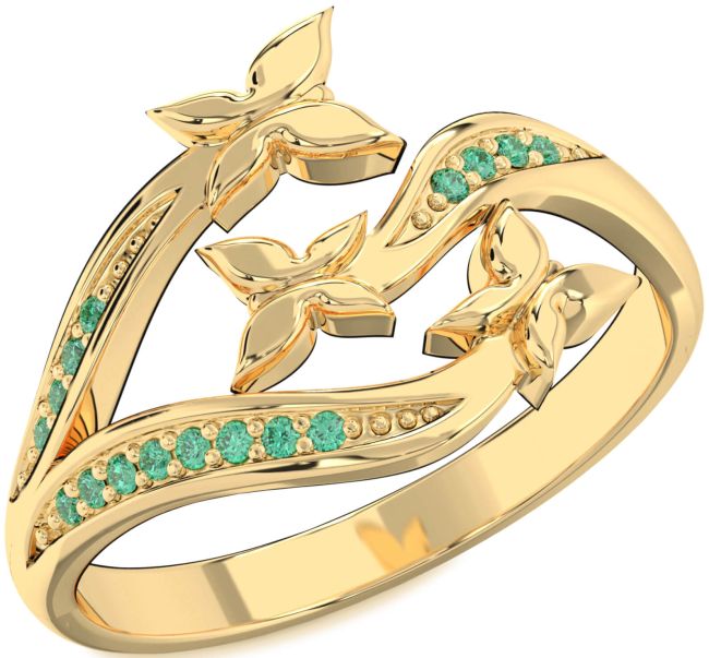 Emerald Gold Butterfly Ring