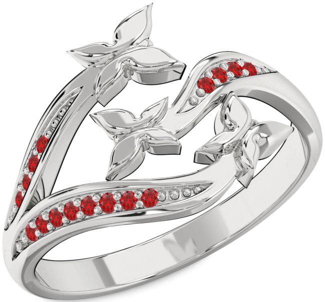 Ruby Platinum Butterfly Ring