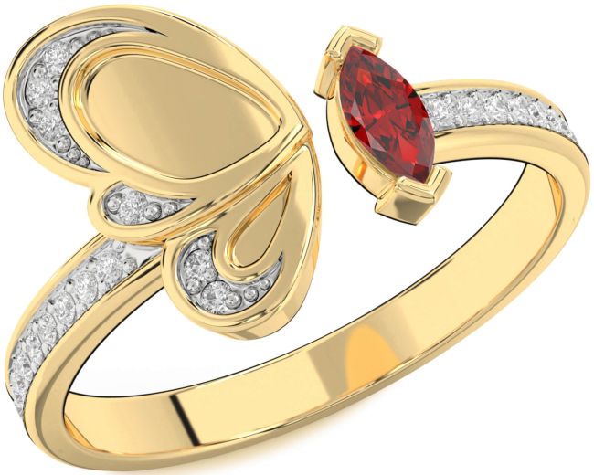 Diamond Ruby Gold Butterfly Ring