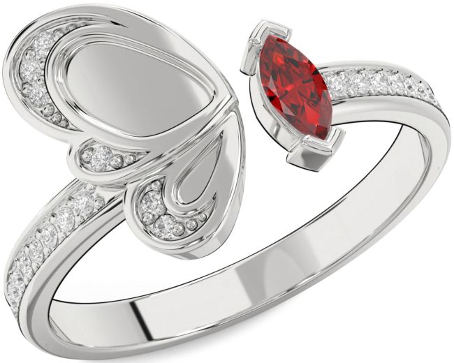 Diamond Ruby Platinum Butterfly Ring